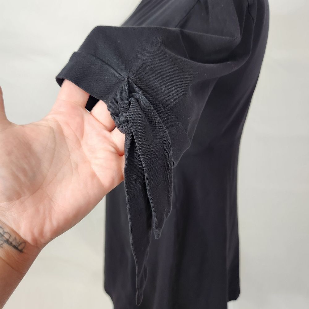 ASOS LBD Black Cuffed Tie Sleeve A-Line Mini Dress Sz 12 - Picture 6 of 13